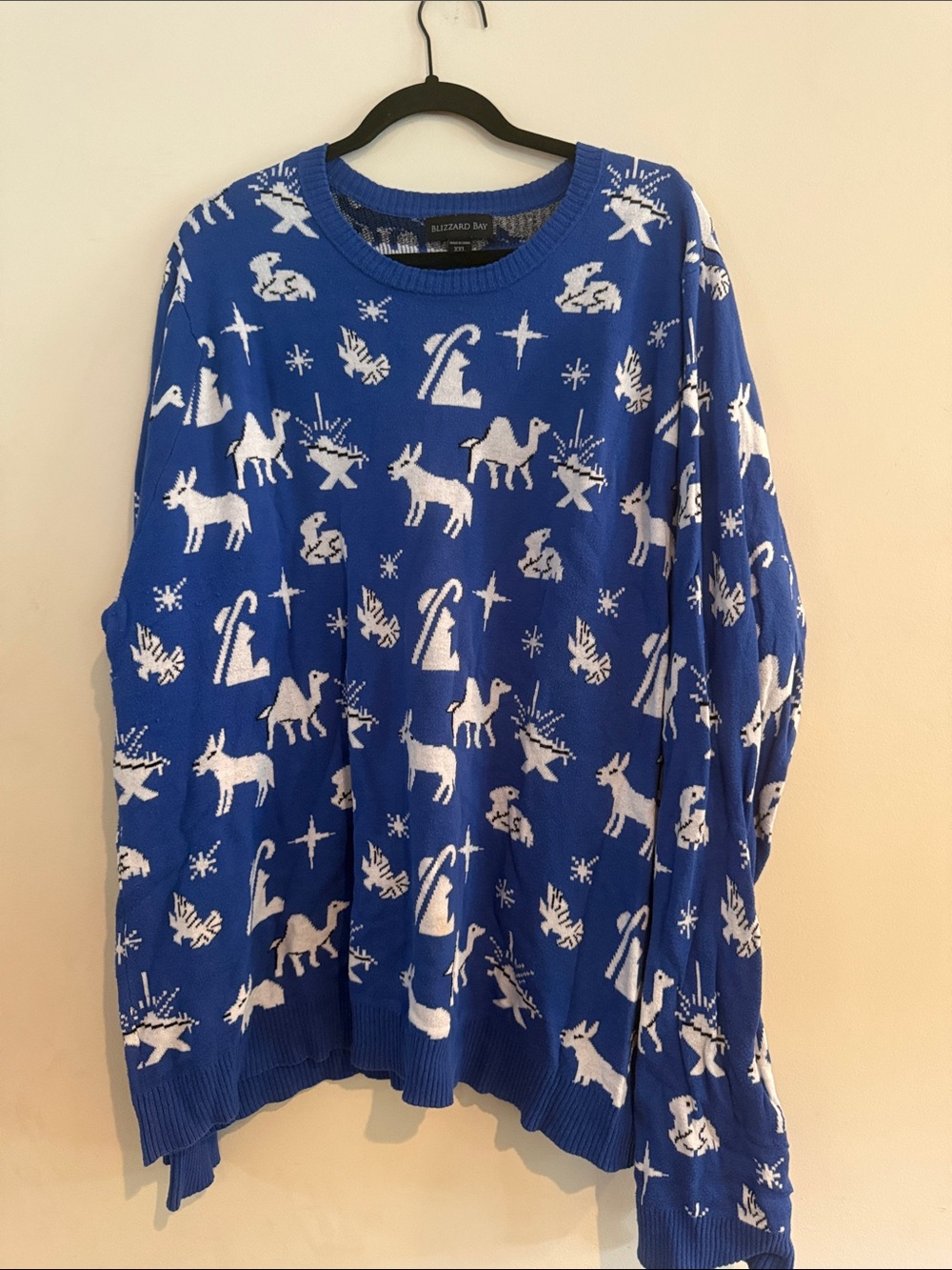 Blizzard Bay Nativity Scene Ugly Christmas Sweater Blue Size‎ XXL